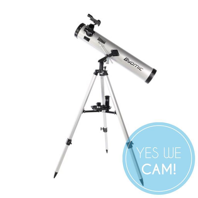 Byomic Einsteiger Spiegelteleskop 76/700 mit Koffer Teleskop  LED Sucher 
