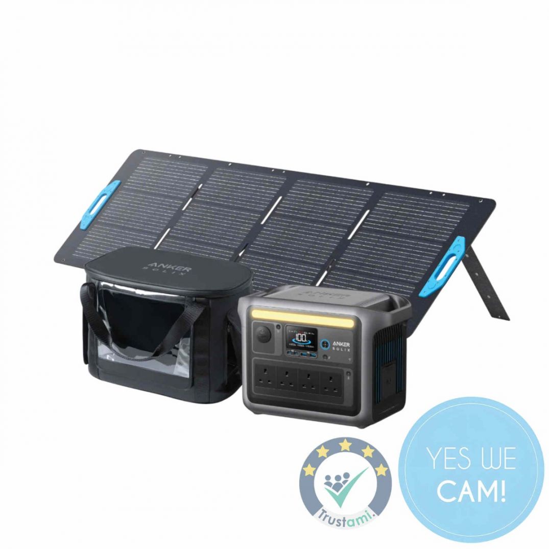 Anker SOLIX C800X Powerstation mit PS100X 100 Watt Solarpanel und Transporttasche für mobile Stromversorgung