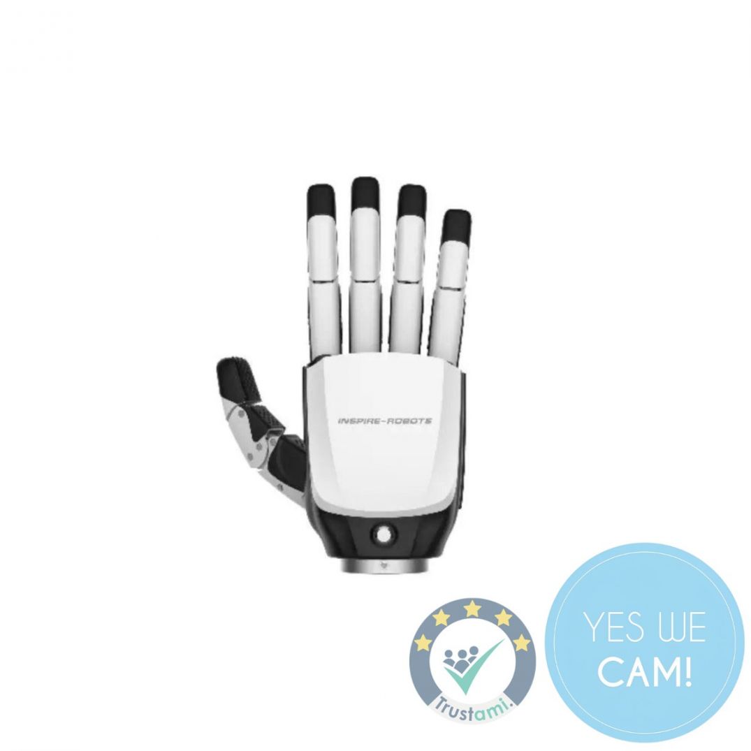 Frontansicht der Unitree Inspire RH56DFX-2R Fuenffinger-Roboterhand fuer humanoide Robotik