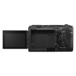 Canon EOS C50 mit XLR-Tragegriff und angebrachtem Mikrofon für Audioaufnahmen
