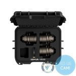 DZOFILM Arcana 3-Lens-Kit 32mm 45mm 75mm T2.1 Full-Frame im offenen Transportcase von vorne