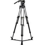 Libec HS-150Q Stativsystem in Seitenansicht mit Aluminiumbeinen und Bodenspreizer für stabile Videoaufnahmen