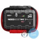 NOCO GB251 Boost Max 24V 3000A Jump Starter in Frontansicht mit Batterieklemmen und digitaler Anzeige