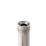 OutIn Fino Sandstone White Kaffeemühle mit geöffnetem Bohnenbehälter und sichtbarer Mahlgradeinstellung für feine bis grobe Mahlung