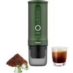 OutIn Nano Forest Green Portable Coffee Machine mit Espresso Glas Kaffeepulver