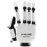 ROBOTERA XHand rechte Roboterhand mit taktiler Sensorik in Frontalansicht auf Standfuß