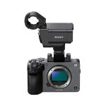Sony FX5 Cinema-Kamera mit XLR-Handgriff in Frontansicht