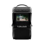 Teradek Live Prism JetPack 8x 5G-Q in Frontansicht mit integriertem 7-Zoll-Monitor im Lowepro-Rucksack