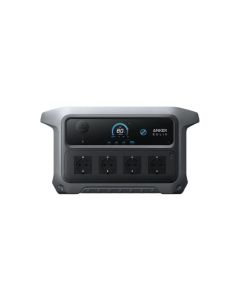 Anker SOLIX C2000 Gen 2 Portable Power Station 2048Wh mit vier AC-Steckdosen und LCD-Display in Frontansicht