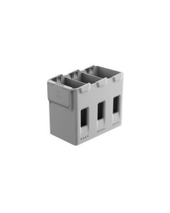 DJI Lito X1 Series Two-Way Charging Hub in schräger Vorderansicht mit drei Akkuschächten 