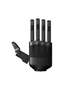 Unitree Dex5-1P Hand rechts in schwarzem Gehäuse mit fünfgliedriger Fingerstruktur und seitlich positioniertem Daumen als freigestellte Produktansicht