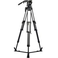 Libec HS-150Q Stativsystem in Seitenansicht mit Aluminiumbeinen und Bodenspreizer für stabile Videoaufnahmen